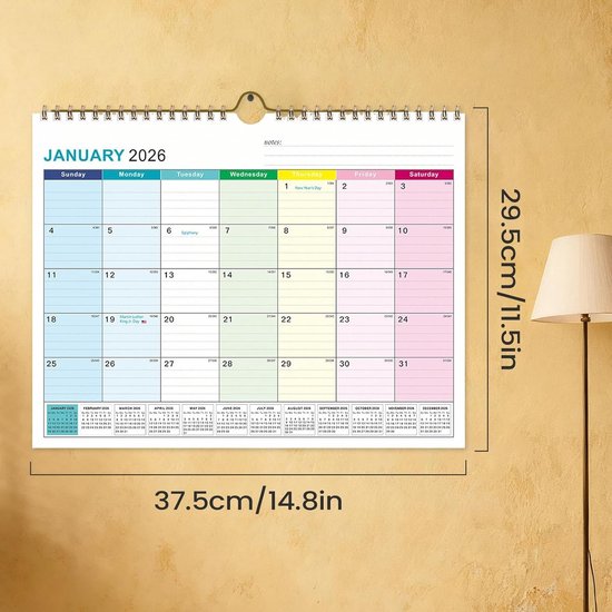Kalender 2026-2027 – 18 Maanden, A4 Formaat, Spiraalbinding, Voor Thuis, School & Kantoor!