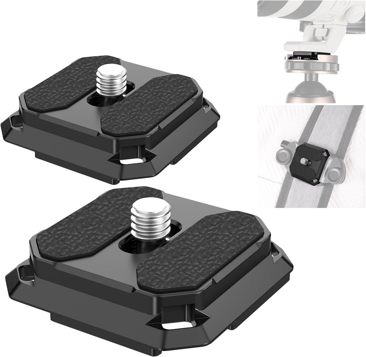 Snelkoppelplaten Set - Camera Bevestiging - Fotografie Stabiliteit - Arca Type Compatibel - 38mm Vierkant - Zwart