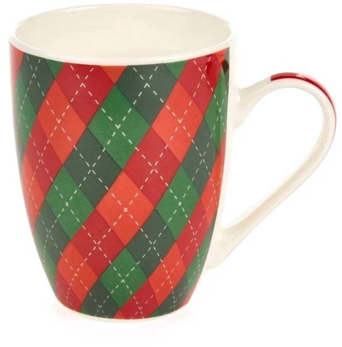 Kerstmok in cadeau verpakking - 350 ml - 10,5 cm hoog - Nuvole di Stoffa ruit met roze