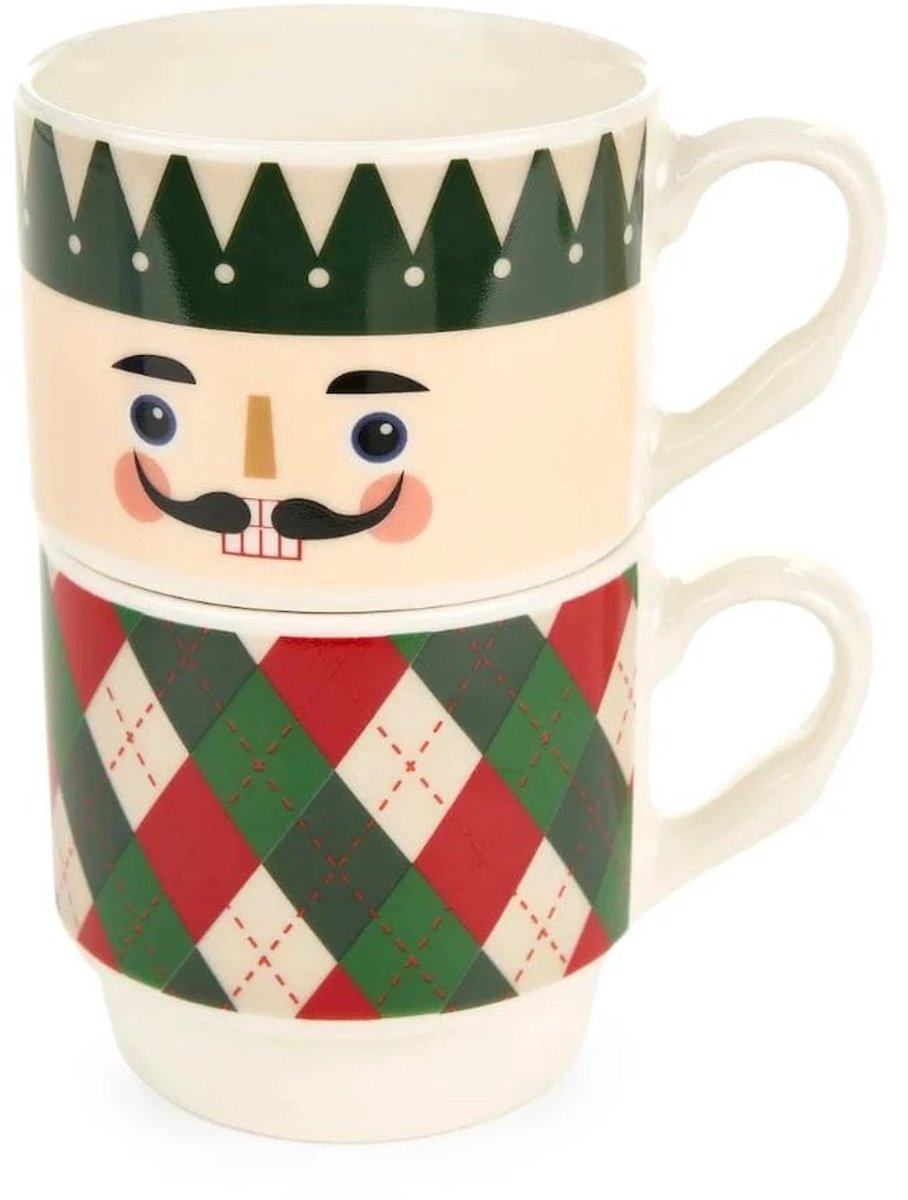 Mok wachter - set van 2 - cadeau -Nuvole di Stoffa Ruit met wit