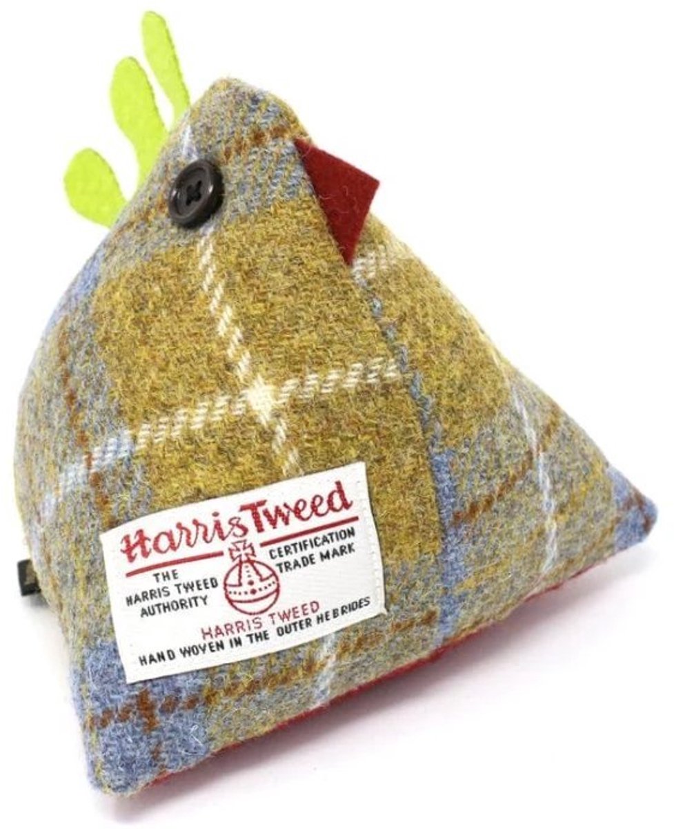 Deurstopper Kip Mustard/Blue - Harris Tweed - Handgemaakt - Caroline Wolfe Murray Scotland