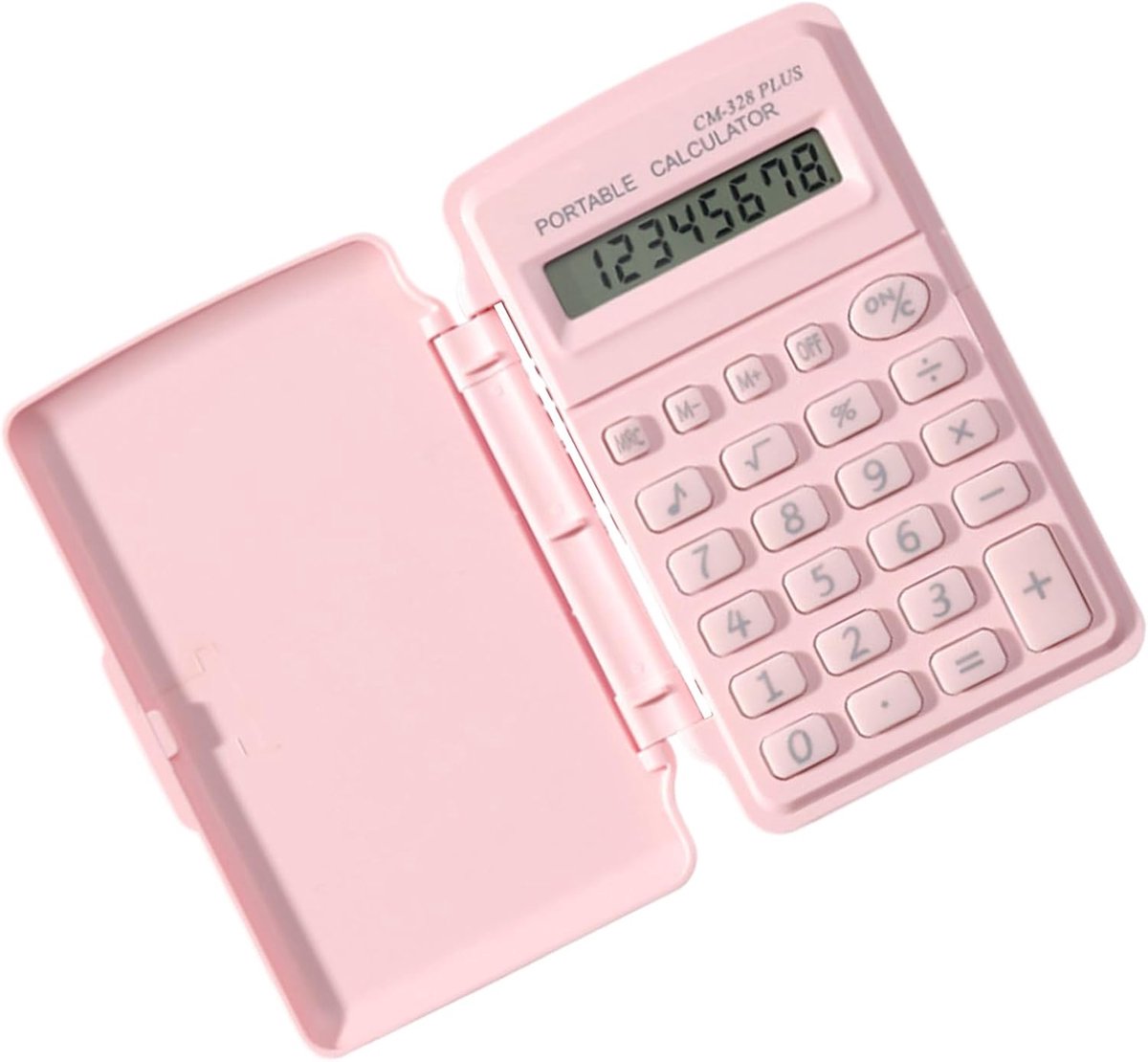 Kleine rekenmachine - Rekenhulp apparaat - Snel berekenen - Inclusief deksel - 10 x 6 cm - roze