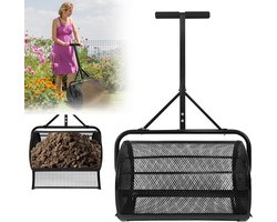 Strooiwagen Tuin - Gazonstrooier Compost - Gelijkmatig Verdelen - Grote Inhoud 80L - 110cm Hoog - Zwart