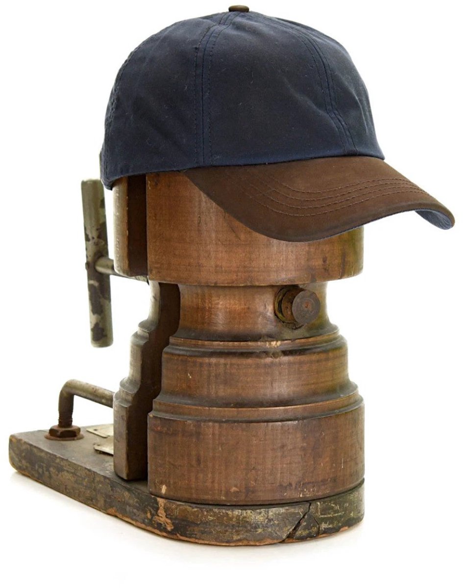 Wax Baseball Cap Blauw – Waxed Cotton Pet met Leren Klep (Made in UK)