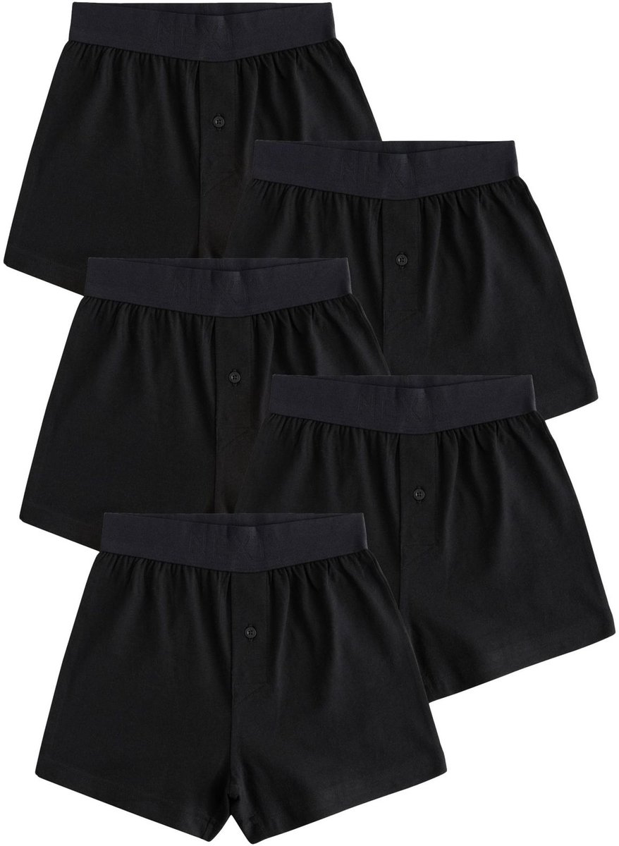 Next - Jongens - Set van 5 boxershorts van 100% katoen met ruimvallende pasvorm - Zwart