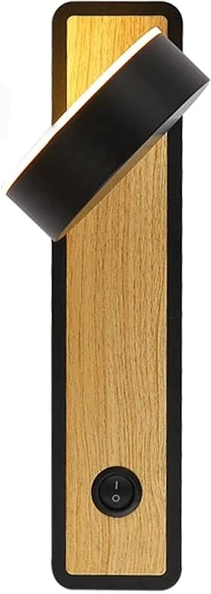 Moderne Wandlamp - Houtnerf Verlichting - Lezen en Sfeer - Draaibaar Design - 30x20x10 cm - Wit
