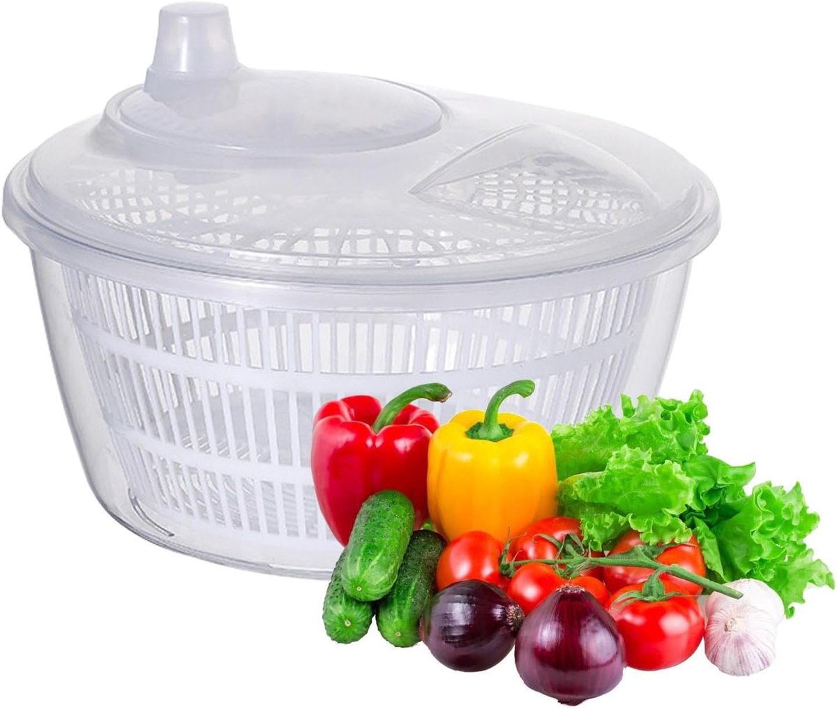 Salade Spinner - Groente Droger - Snel Reinigen - Geurloos Sediment Verwijderen - 22.8 x 12 x 17.5 cm - Wit