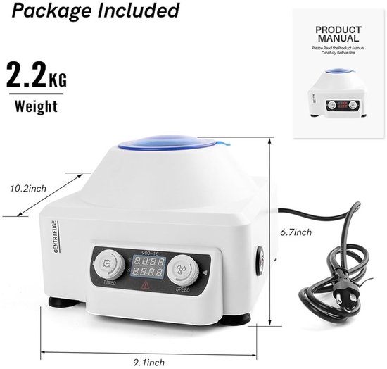Laboratorium Centrifuge - Bloed Scheider - Prp Plasma Scheiden - Digitale Timer Controle - 6x 15ml Buis — afbeelding 2