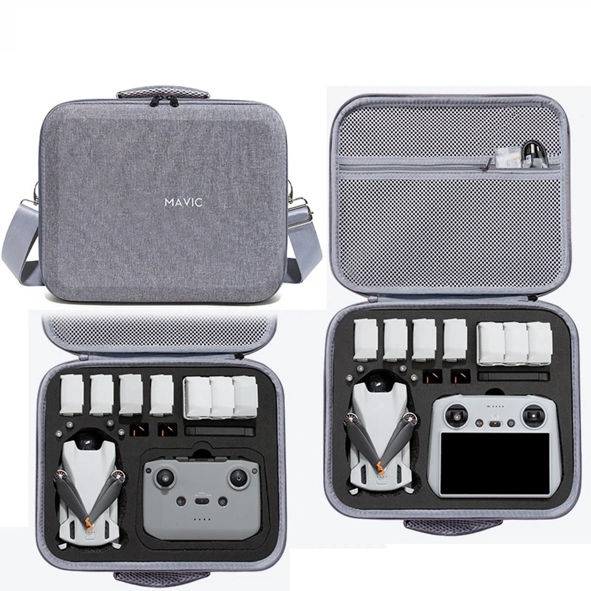 Kraftverdia Drone Tas voor DJI Mini 3 / Mini 3 Pro – Compatibel met RC / RC-N1 – Stevige Opberg Case voor Fly More Combo – Compact & Beschermend – Zwart Binnenvoering
