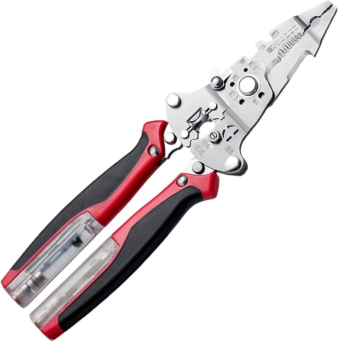 Draadstripper Tang - Krimptang Kabelschaar - Elektricien Onderhoud - Met Stroommeetfunctie - 25 cm Lengte - Zwart Rood