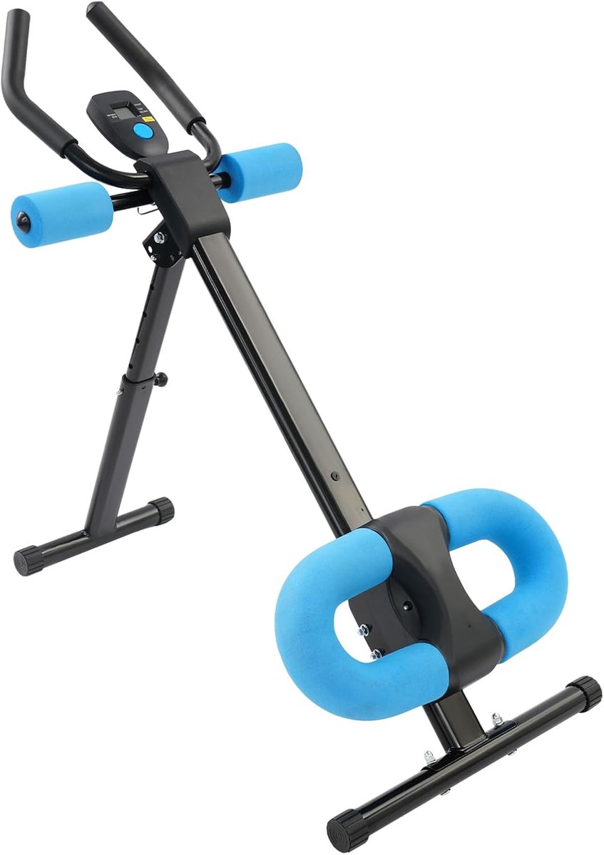 Buikspiertrainer Thuis - Core Trainer - Full Body Training - Inklapbaar LCD Monitor - 2 Hellings 5 Hoogtes - Blauw