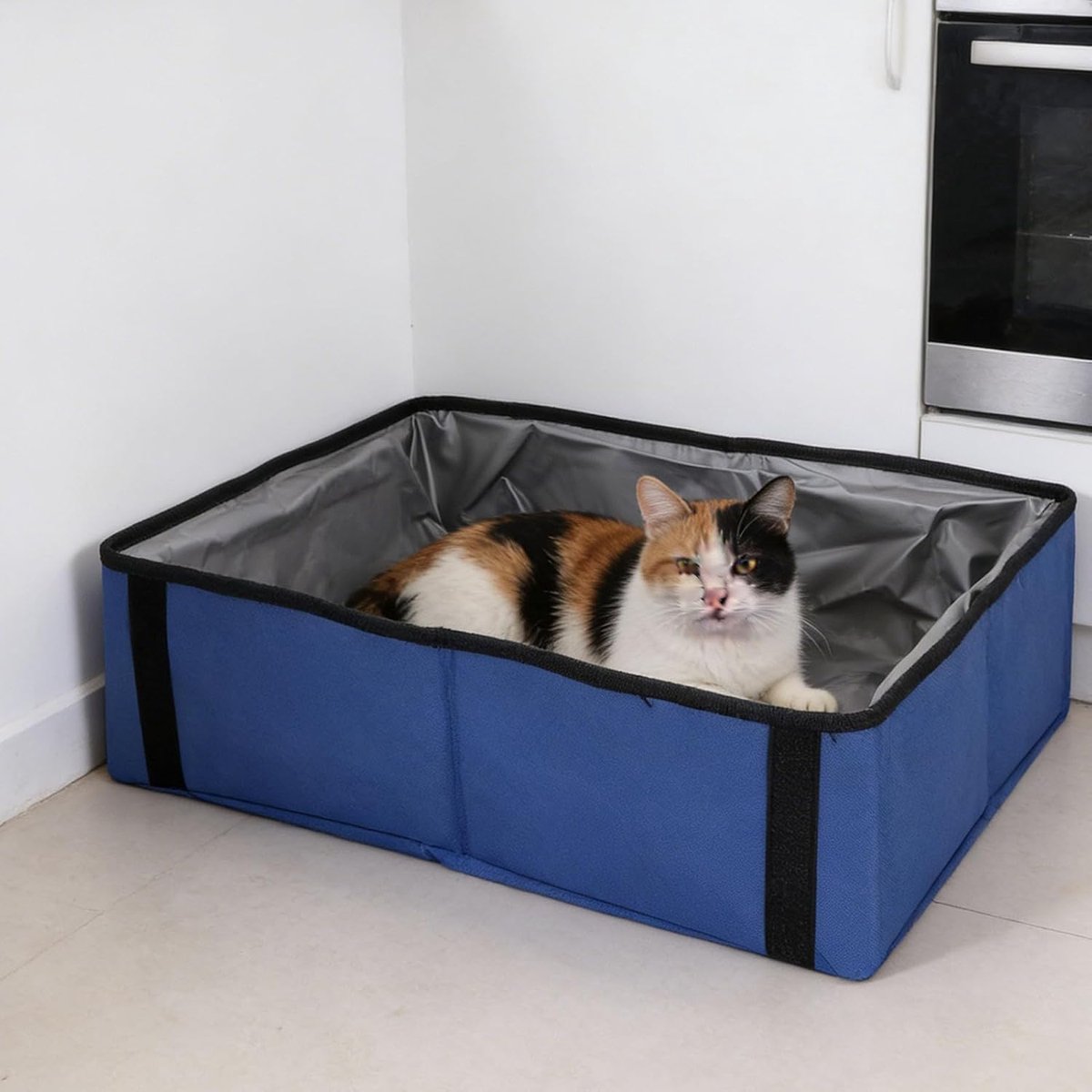 Draagbare Kattenbak - Reisbak Kat - Onderweg - Grote Capaciteit - 41 cm - Zwart