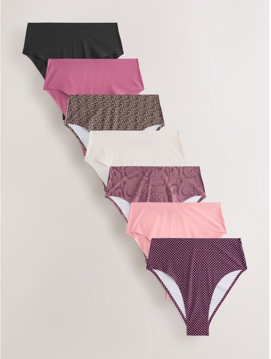 Next No VPL set van 7 comfortabele hoog uitgesneden strings met hoge ...
