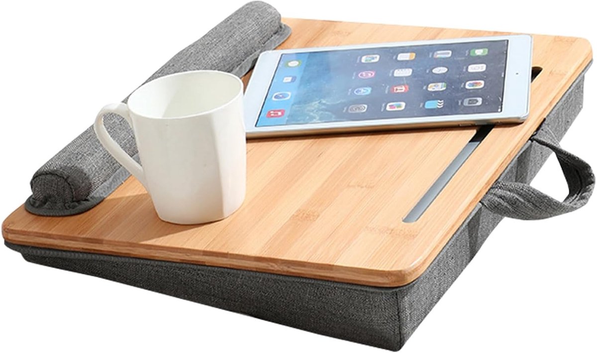 Laptop Bureau - Werktafel - Thuiswerken - Ergonomische polssteun - 42x34 cm - Houtnerf