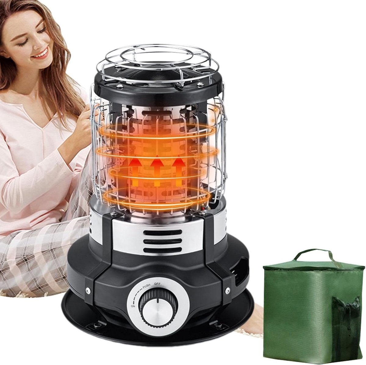 Terrasverwarmer Elektrisch - Buitenverwarmer Tuin - Snelle Warmte Creëren - Automatische Veiligheidsuitschakeling - 1.5 kW - Zwart Wit