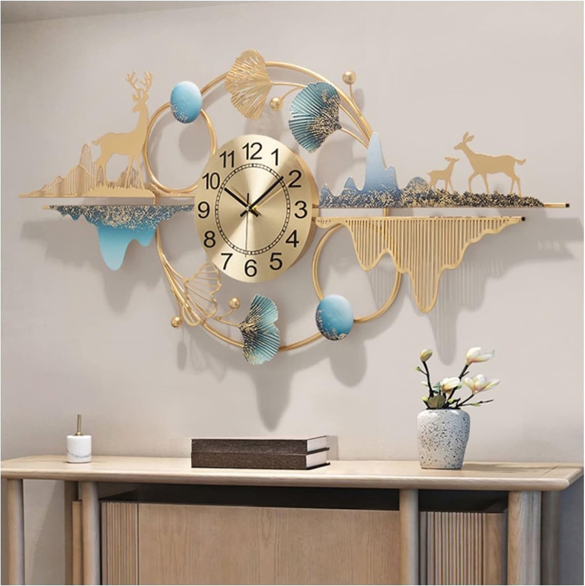 Grote Wandklok - Stille Klok - Woonkamer Decoratie - Geruisloos Uurwerk - 100 Cm - Zwart