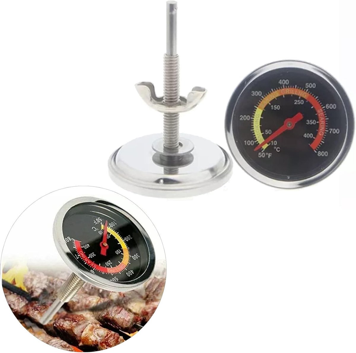 Oventhermometer - Temperatuurmeter - Nauwkeurig Bakken - Grote Wijzerplaat - 50-400°C - Metaal