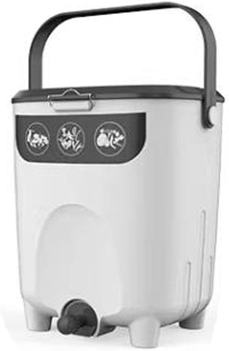 Compostbak - Keukencomposter - Voedselresten Verwerken - Bokashi Methode - 10 Liter - Wit/Rood