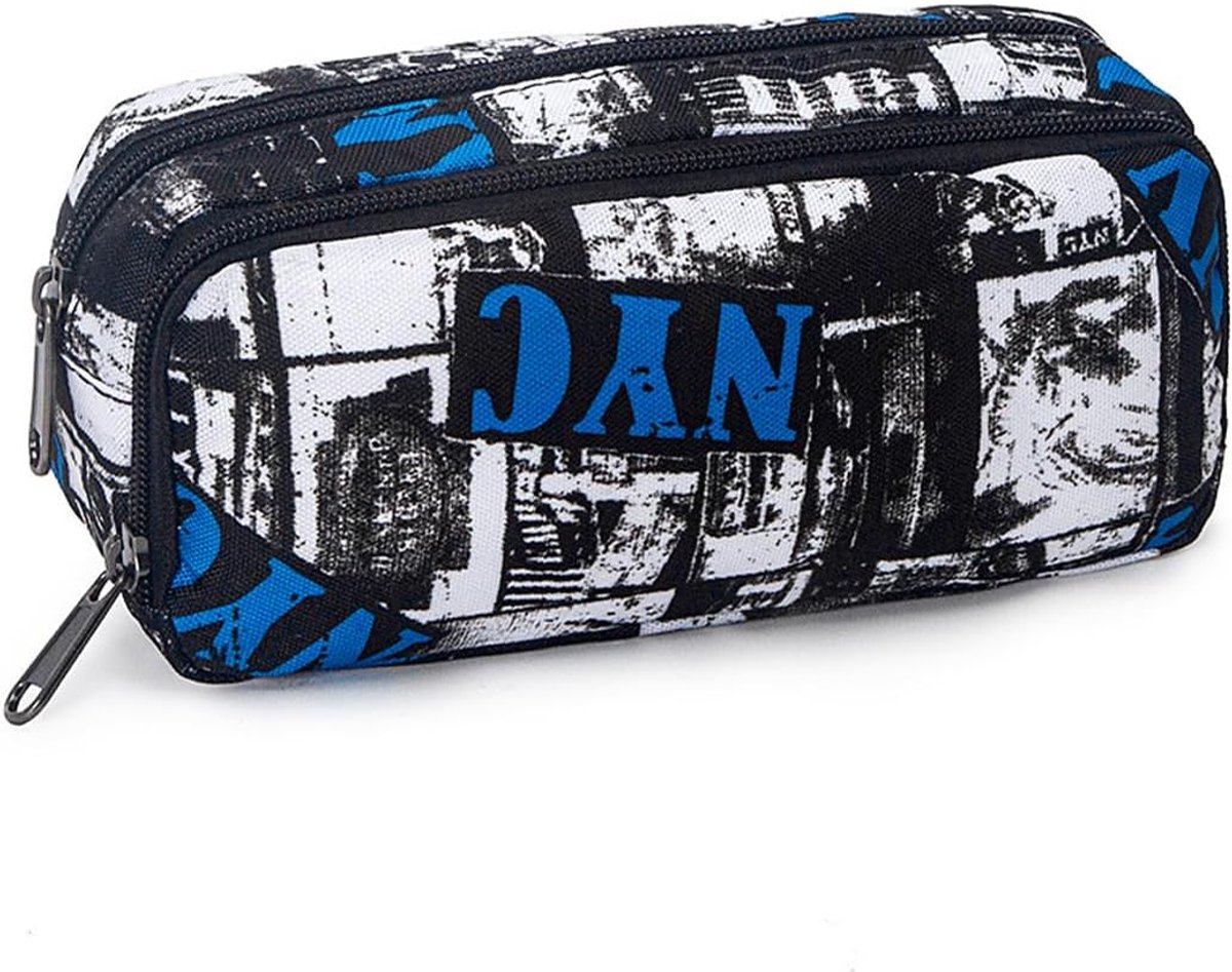 Dubbele Rits Pennendoos - Etui Streetart - School Kantoor - Twee Vakken - 21 x 10 x 2 cm
