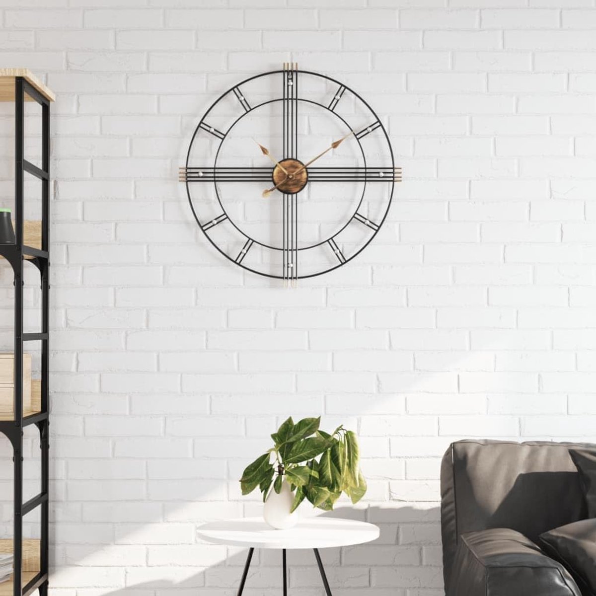 Stille Wandklok - Moderne Woonklok - Tijdweergave - Stil Sweep Mechanisme - 60 cm Diameter - Zwart