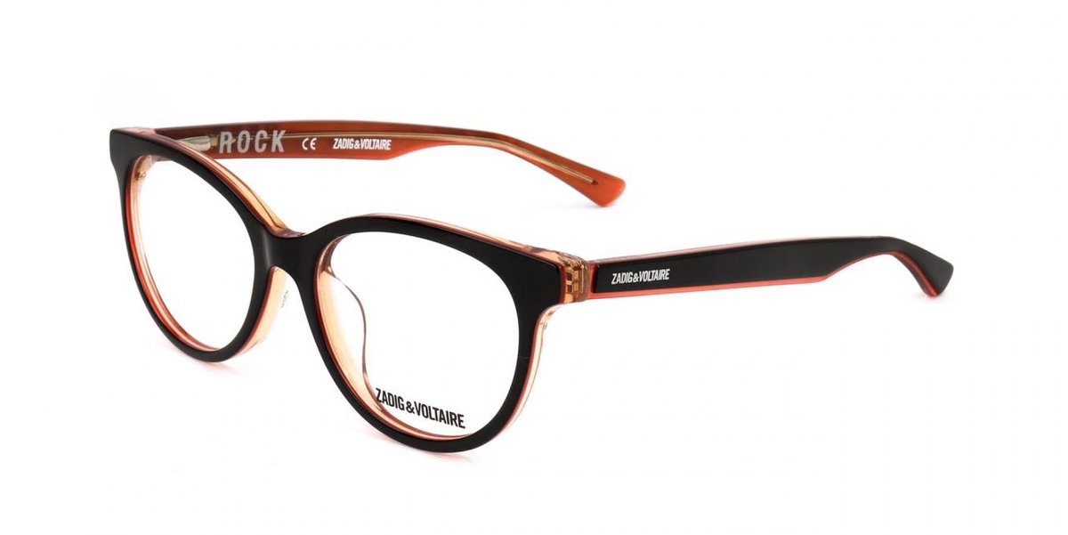 Zadig & Voltaire VZJ016 Shiny black top/orange 47/16/130 Kinderen Brilmonturen