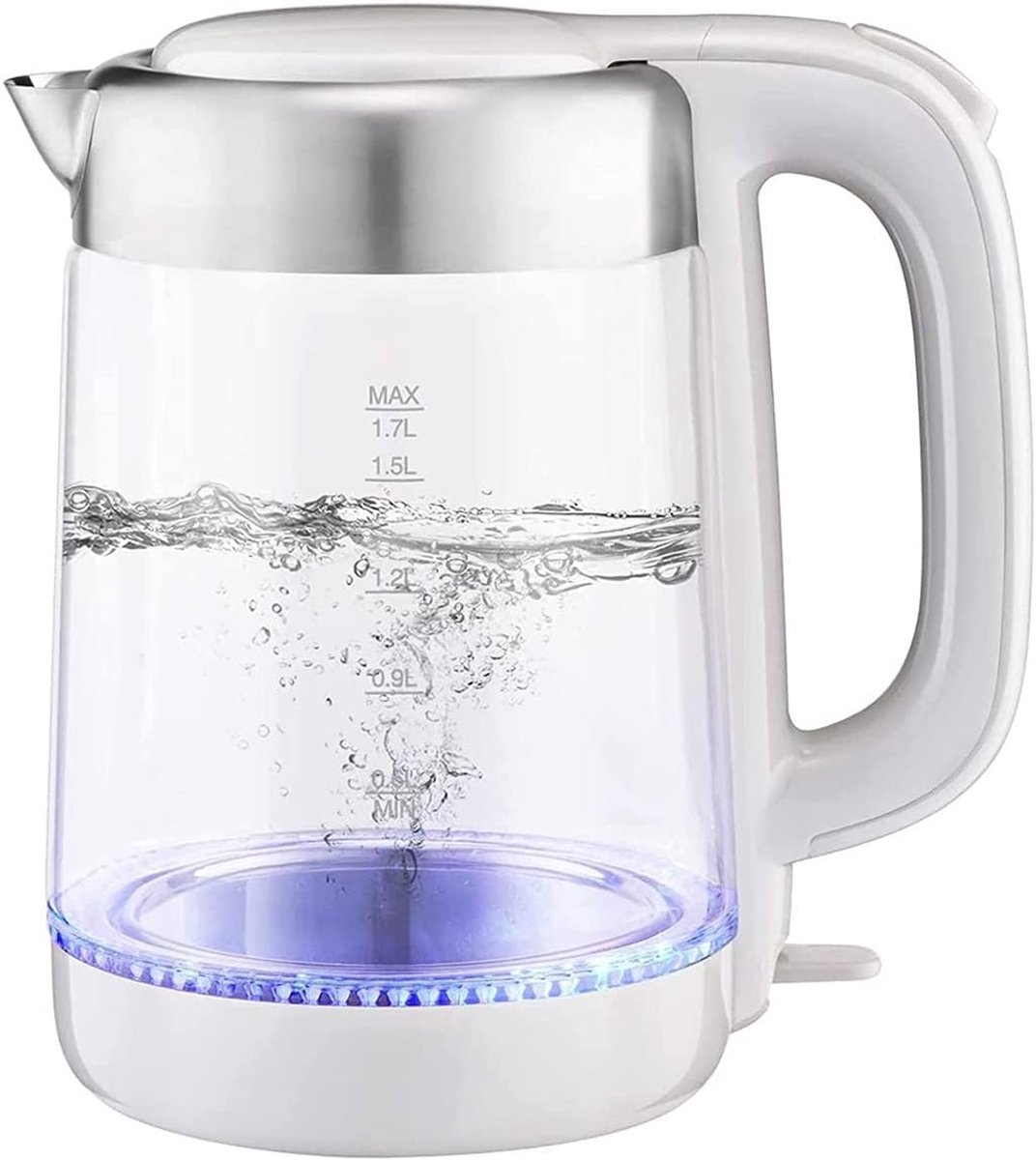 Elektrische Waterkoker - Snelkoker Glas - Water Koken - Stil en Snel - 17 Liter - Wit