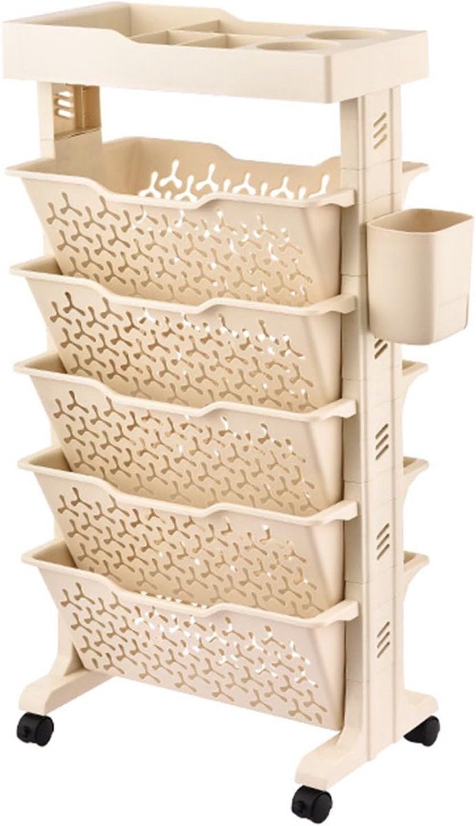 Slanke Opbergkar - Mobiele Plank - Ruimte Besparen - Veelzijdige Lagen - 40 x 38 x 24 cm - Wit