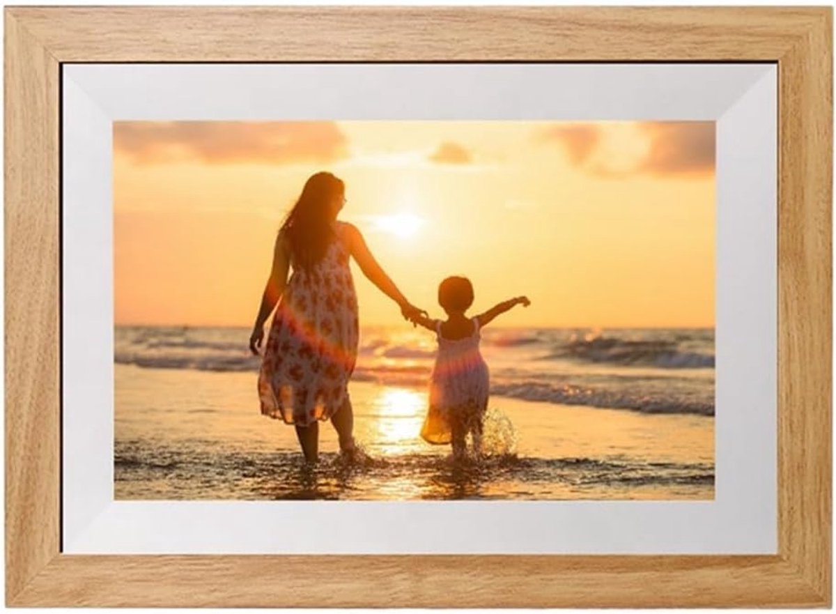 Digitale Fotolijst - Smart Cloud Frame - Foto's Delen - IPS Touchscreen - 101 Inch - Wit Hout