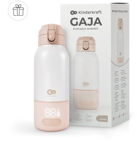 Kinderkraft GAJA - Draagbare Melkverwarmer & Thermos 350 ml - Melk Verwarmen in 2 min - Warmte tot 20 uur - 5 Temperatuurstanden - USB-C - Voor Onderweg - Beige van Merkloos — afbeelding 3