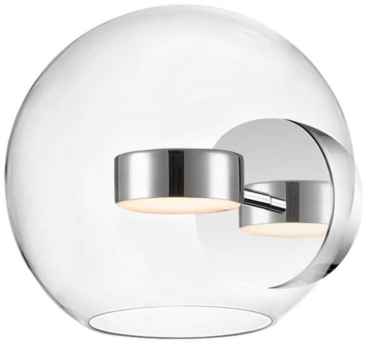 Kosilum - Gica - Wandlamp - Transparant en chroom - Metaal en glas