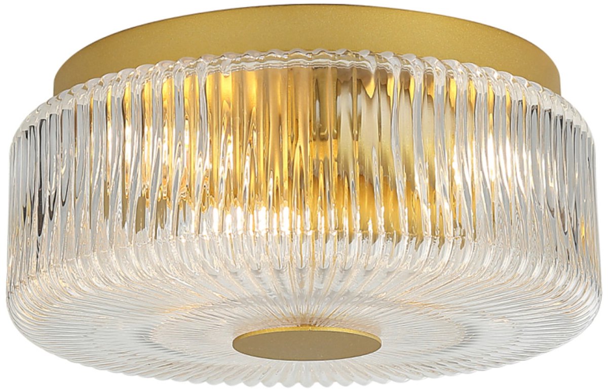 Kosilum - Paolina - Plafondlamp - Transparant en goud - Metaal en glas