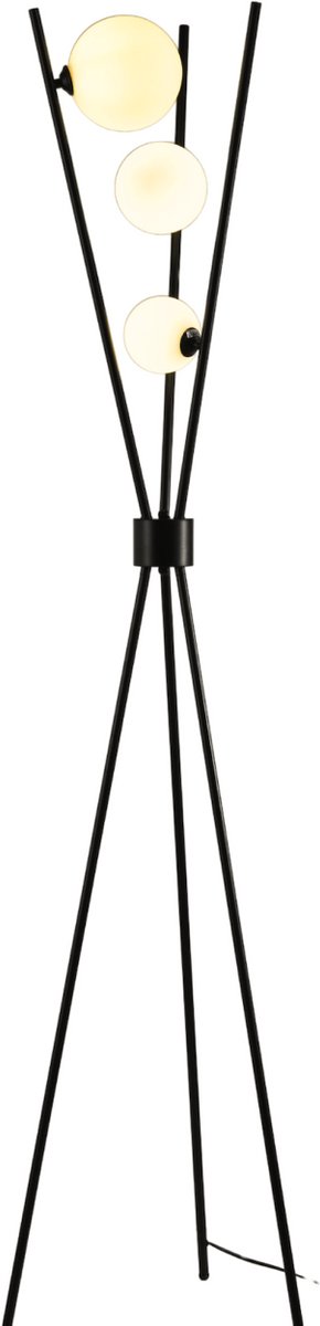 Kosilum - Phoebe - Vloerlamp - Zwart en Wit - Metaal en glas