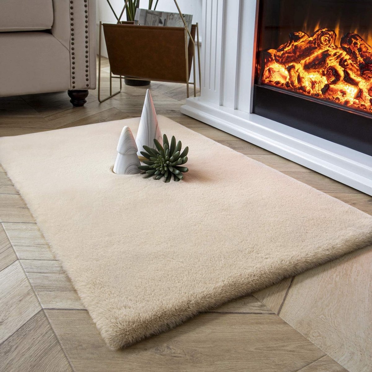 Hoogpolig Vloerkleed - Zachte Tapijttegels - Woonkamer Decoratie - Antislip Onderkant - 80