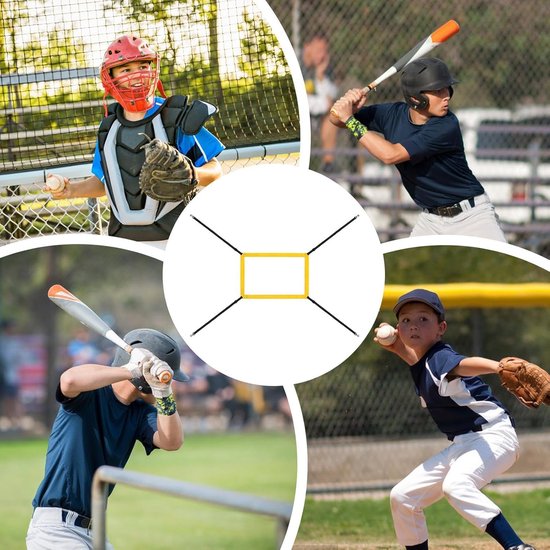 Honkbal werpschijf - Gooi trainer - Precisie oefenen - 4 verstelbare riemen - 60 x 41 cm - Geel van Merkloos — afbeelding 3