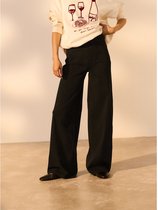 Next - Dames - Jersey denim broek met wijde pijpen - Zwart