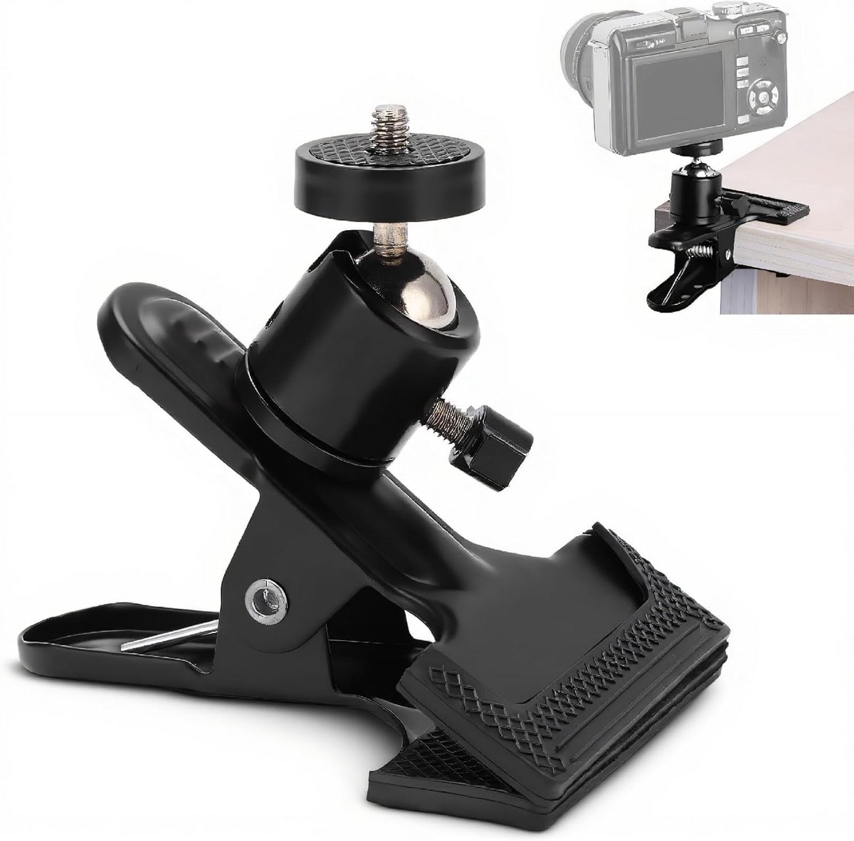 Verstelbare Bureau Klemhouder met 360° Balhoofd voor Camera en Actiecamera