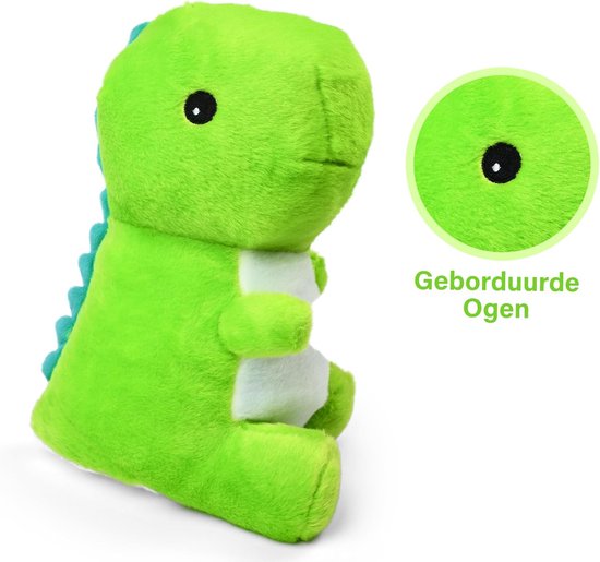 Pluche Dino - Knuffeldier Zacht - Kinderkamer Decoratie - Extra Zacht Materiaal - 30 cm Groot - Groen — afbeelding 4