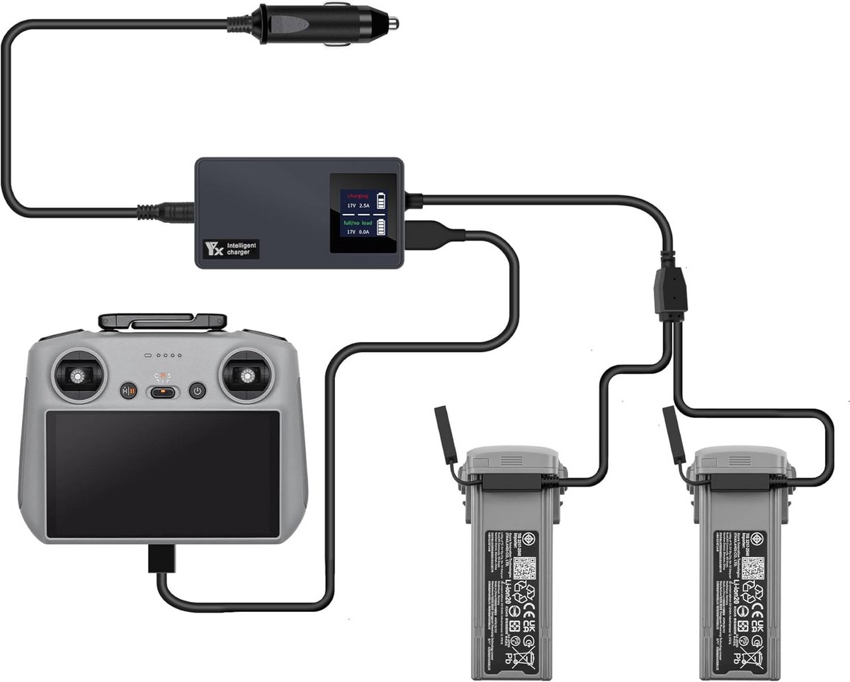 Acculader Hub - Snellader Batterij - Drone Opladen - 3 Batterijen Tegelijk - 11x5.5x2.9 cm