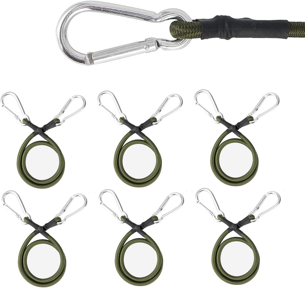 Spanrubber met haak - Spanbanden elastisch - Zonnezeil vastzetten - 5 stuks set - 60 cm lengte