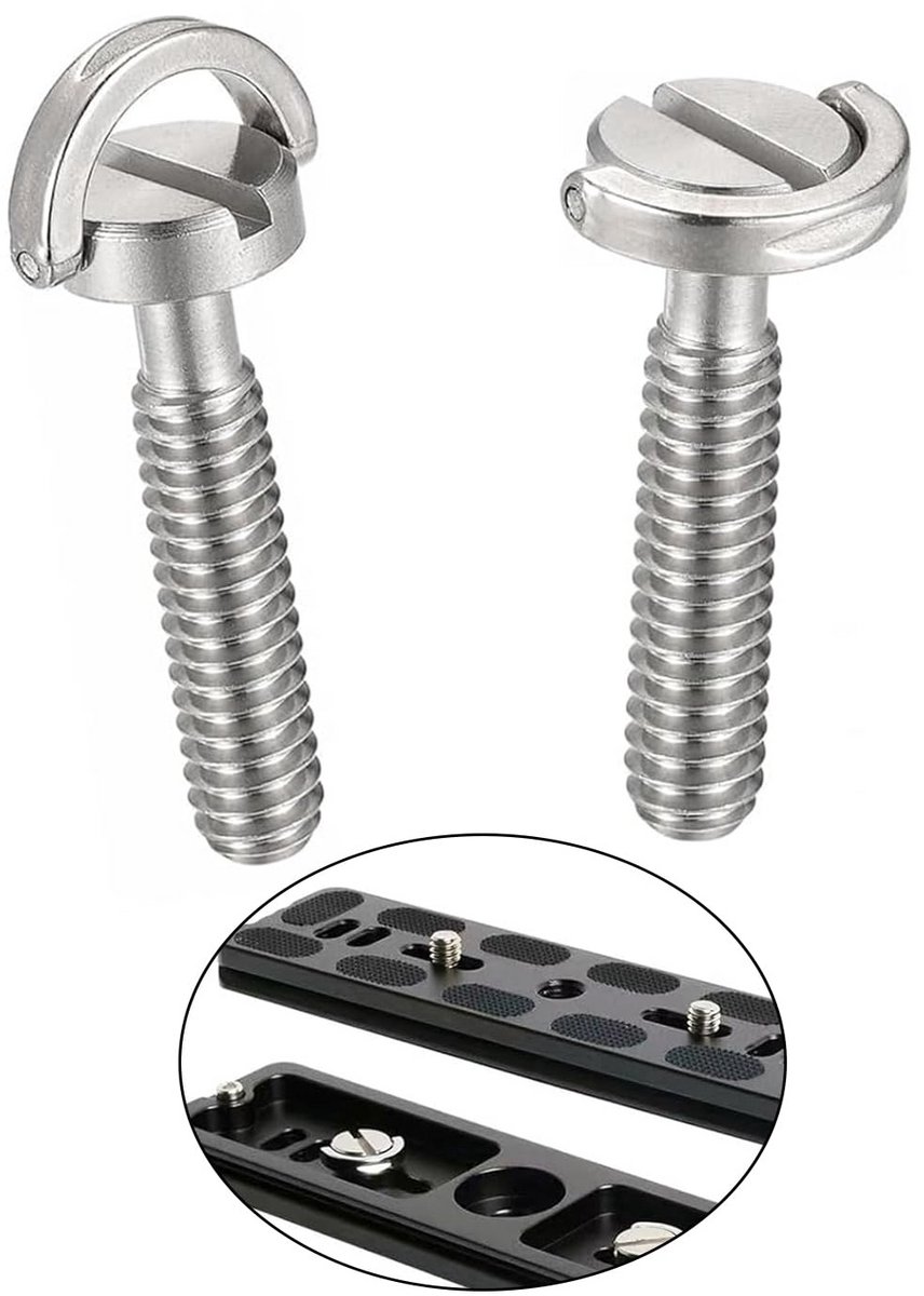 Camera Statief Schroef - Bevestigingsschroef D-ring - Montage Camera Statief - Roestvrij Staal - 1/4 Inch - Zilver