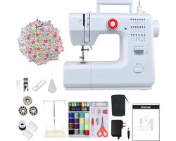 Creatorally Elektrische Naaimachine - 20 steektypen - met 42-delige naaipakket + 25 stuks patchwork + Thread Holder - Naaiset - Sewing Machine Beginners Set - Electronische dubbeldraads naaimachine Huishoudelijk - wit