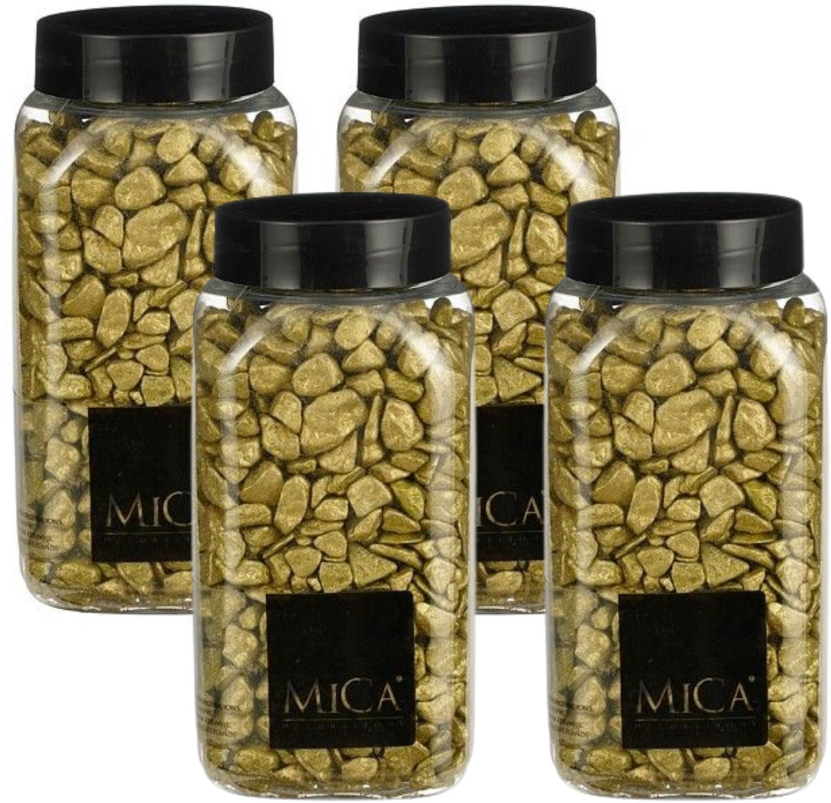 Mica Decorations decoratie steentjes - 4x - goud - 1 kilo - 650ml - hobby steentjes