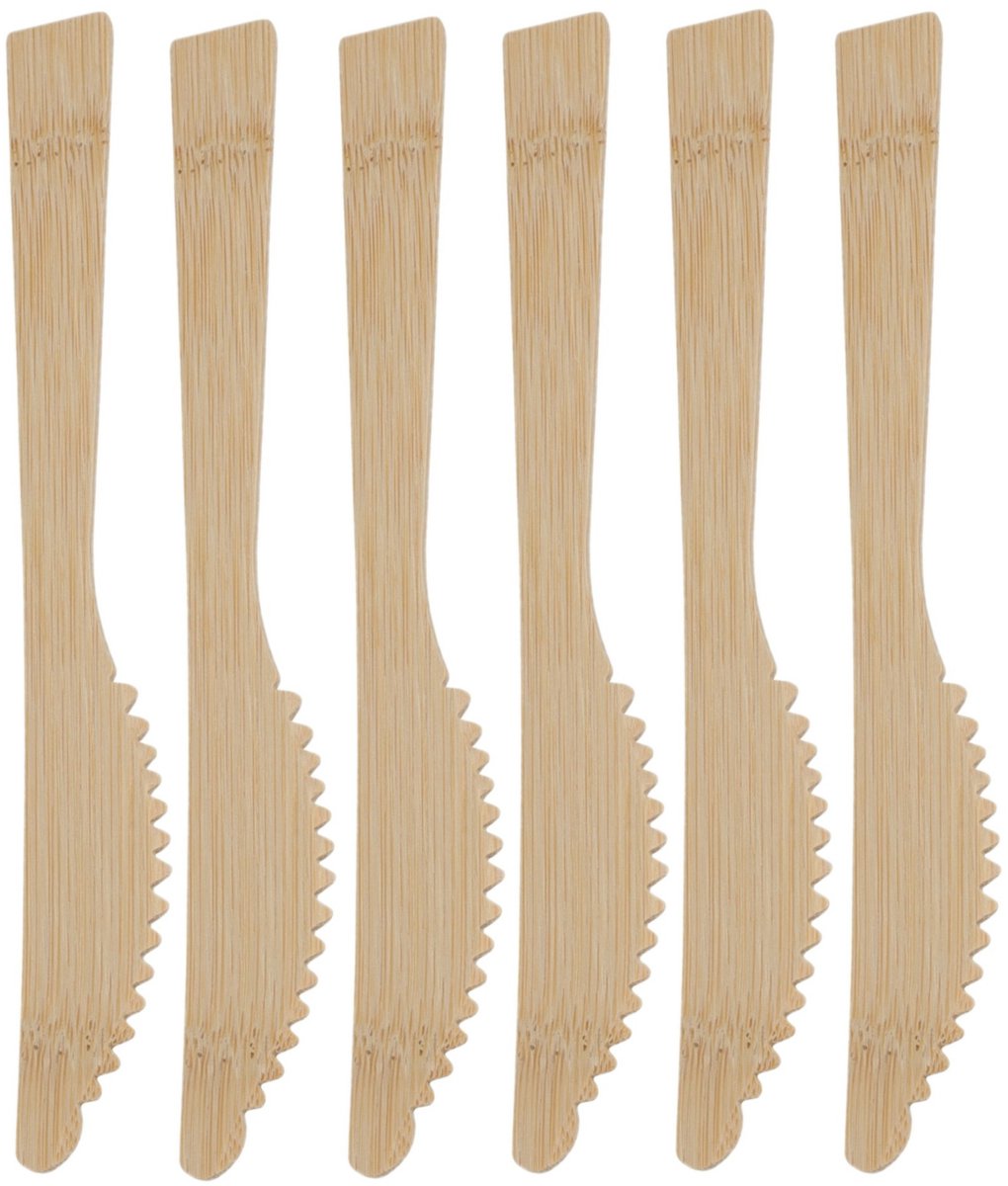 BBQ/verjaardag/camping wegwerp bestek - messen - 72x - bamboe - 17 cm
