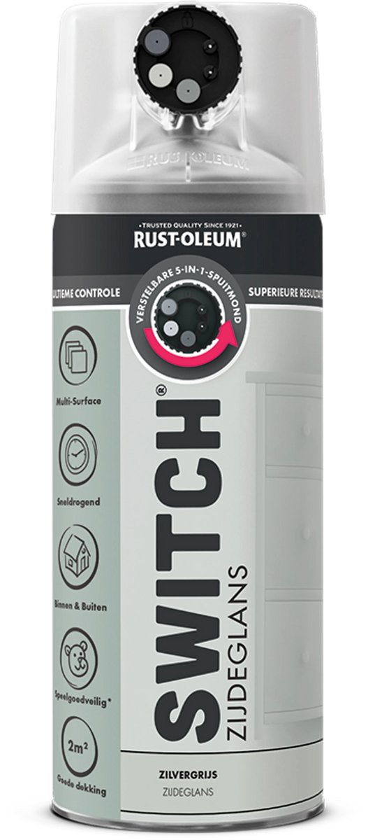 Rust-Oleum Switch Spuitbus Verf Zijdeglans 400ml - Zilvergrijs