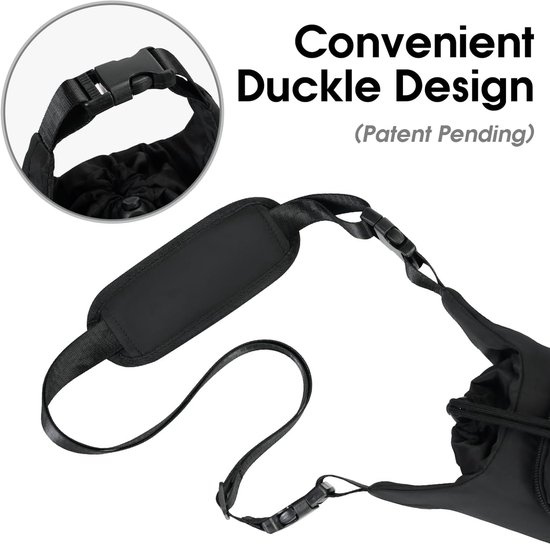 Draagtas voor waterfles - Waterfles Draagtas - Drinkfles Houder - Waterfles Mouw met Verstelbare Schouderriem - Draagtas met telefoonvak - Draagbare Waterfles Houder Tas - Bottle Bag - Waterfles Draagtas voor Wandelen Camping - 30*12*10cm - Zwart — afbeelding 5