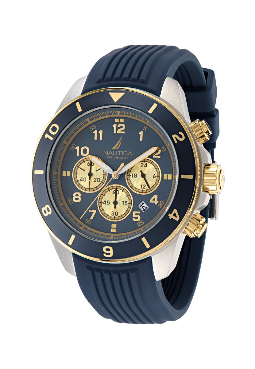 Nautica Nautica One Analoog Horloge Blauw Case: 100% Roestvrij Staal | Armband: 100% Siliconen 48 mm NAPNOS403, NAPNOS404