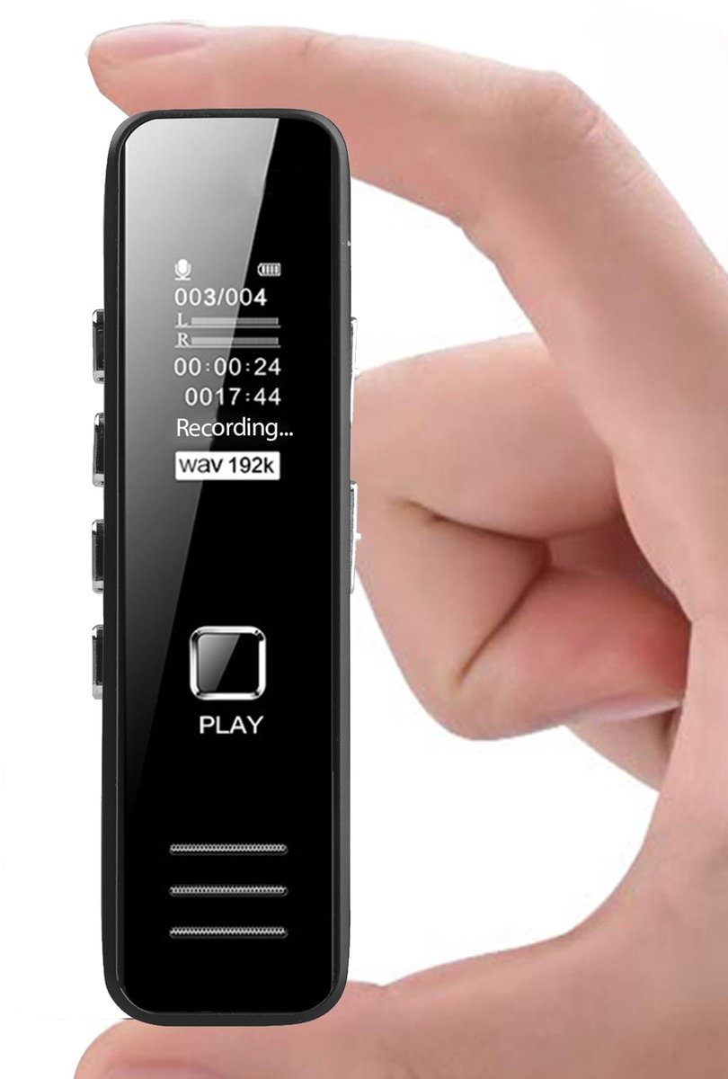 Oneay 4GB digitale spraakrecorder voor colleges – Tot 12 uur opnametijd – Spraakgestuurd opnameapparaat met afspeelfunctie, microfoon en toebehoren