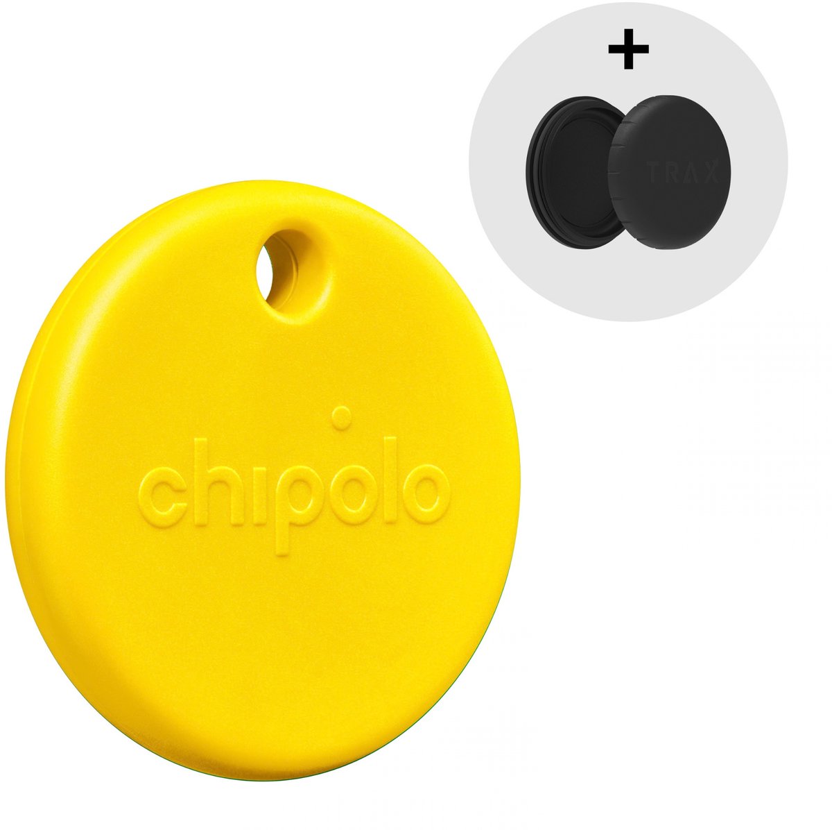 Chipolo POP Bluetooth Tracker - Geel + Sticker Mount IP67 – Werkt met Apple Find My & Android Find My Device – 120 dB – Sleutelvinder & Fiets Tracker