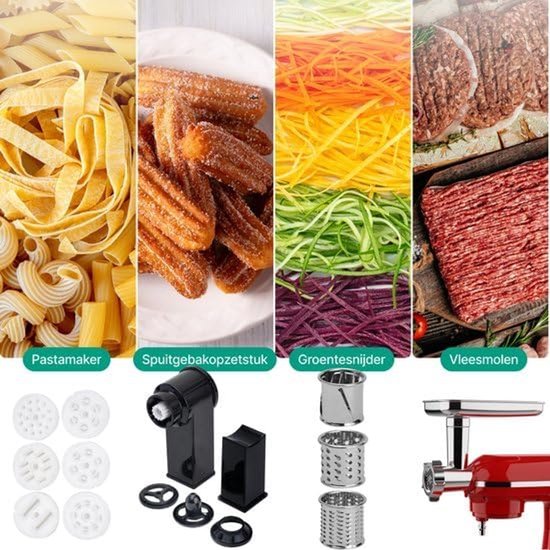 Keukenmachine - Keukenrobot Foodprocessor - Bakken en Koken - 15 Delige Set - 6.2L Kom - Rood van Merkloos — afbeelding 3