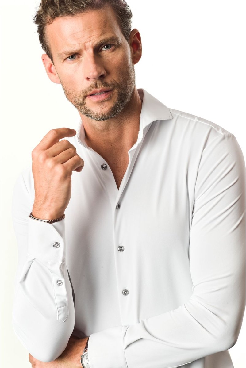 Ledûb slimfit active stretch wit